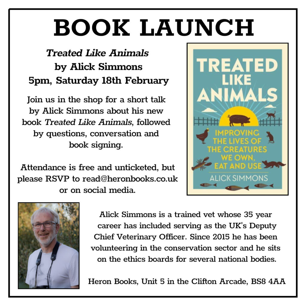 Poster for the book launch of Treated like Animals by Alick Simmons on Saturday 18th February.